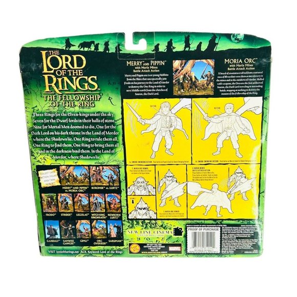 Lord of the Rings Action Figure Set Merry and Pippin with Moria Orc LOTR Hobbits - Picture 2 of 7